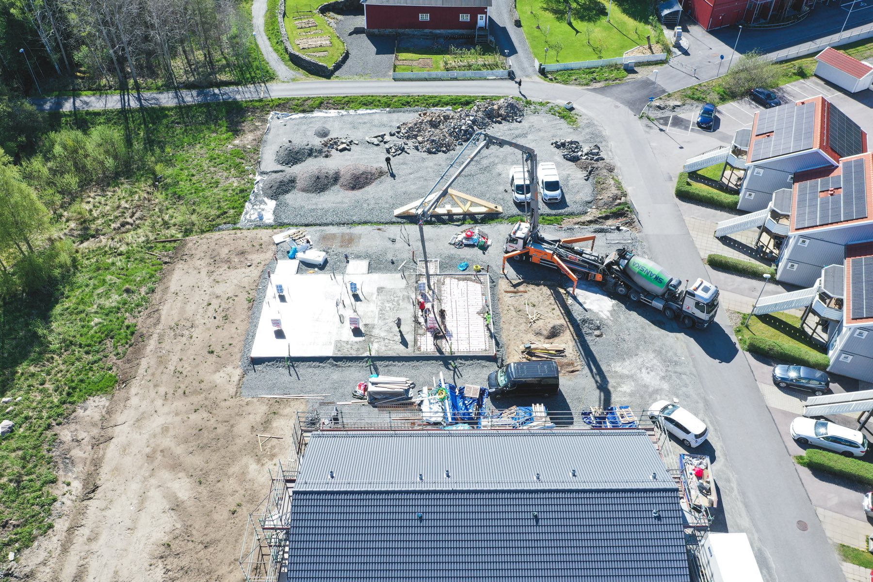 Byggarbetsplats för radhusprojekt, Brahem i Göteborg